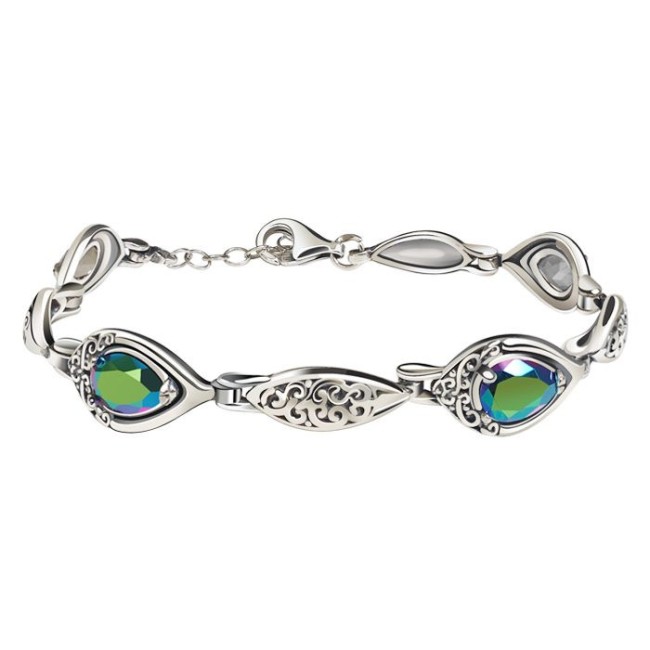 Srebrna oksydowana bransoletka z kryształami Swarovski L 2030 Srebrna oksydowana bransoletka z kryształami Swarovski L 2030