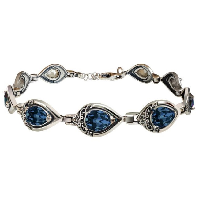 Srebrna oksydowana bransoletka z kryształami Swarovski L 2030 Srebrna oksydowana bransoletka z kryształami Swarovski L 2030