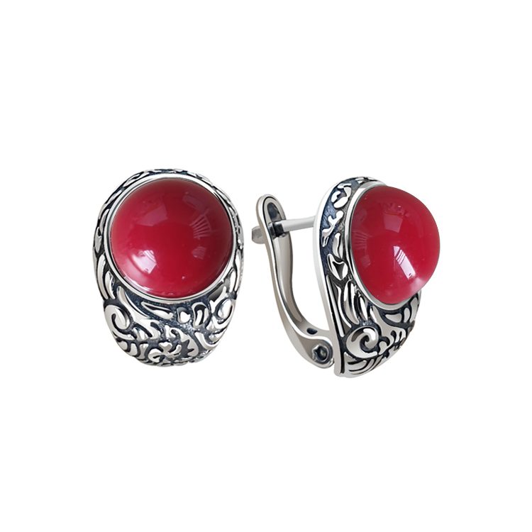 Silver earrings K3 2080 Coral