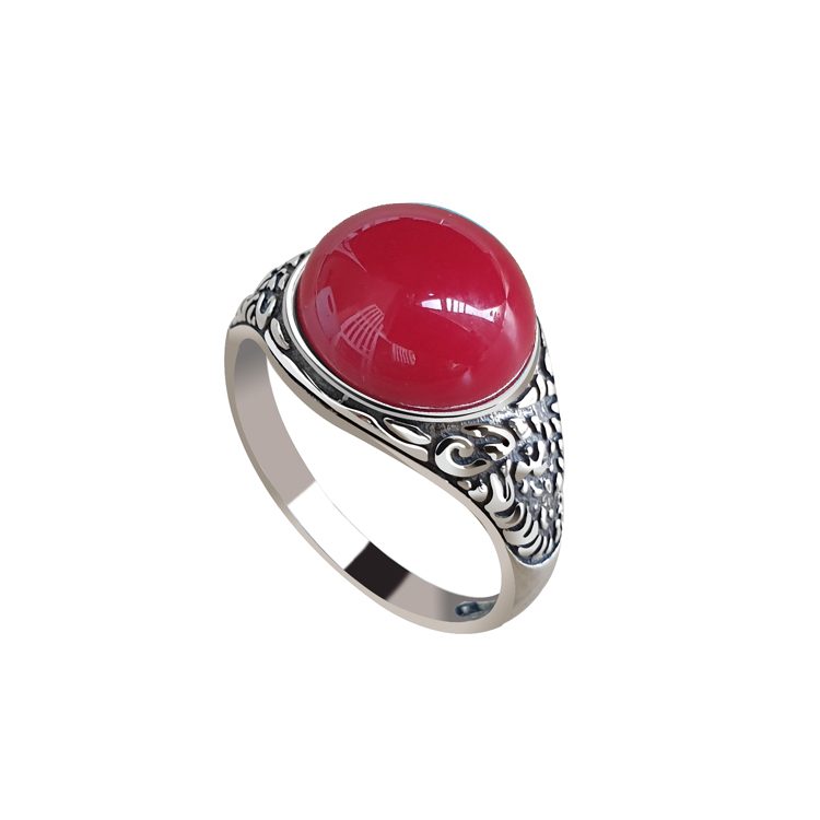 Silver ring decorated with coral PK 2080 Koral
