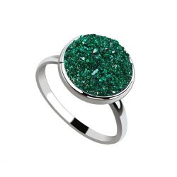 Pierścionek srebrny emerald kryształ druzy pk 2103