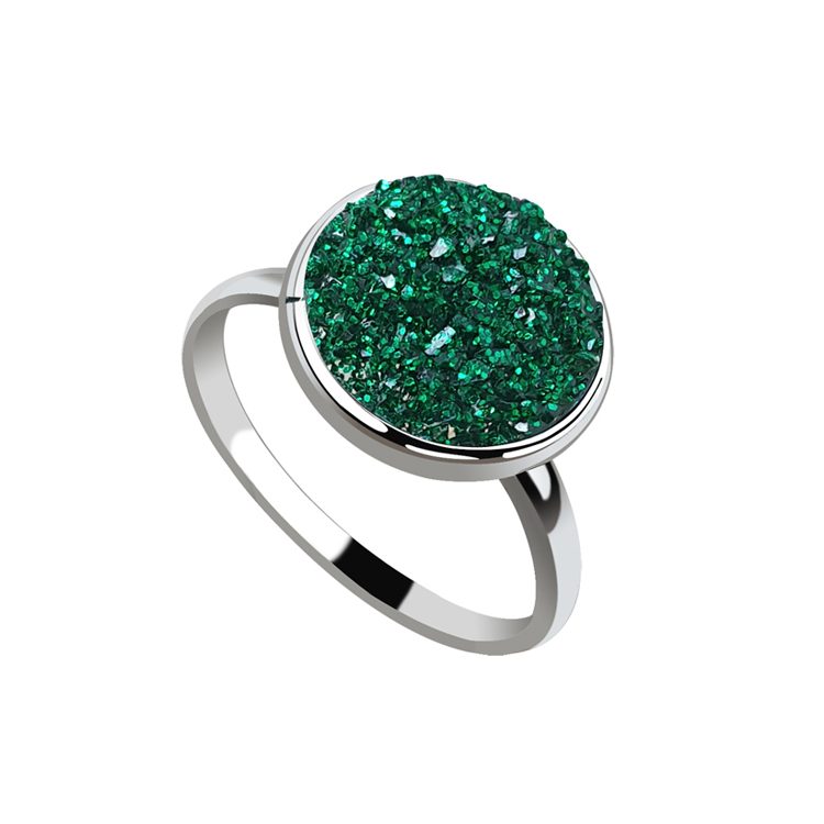 Pierścionek srebrny emerald kryształ druzy pk 2103