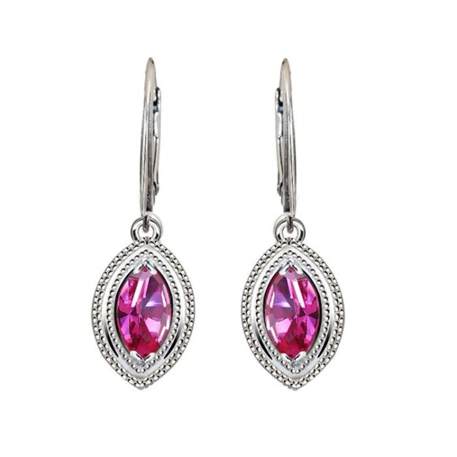 Kolczyki srebrne swarovski fuchsia