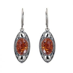Silver earrings with amber K 3002