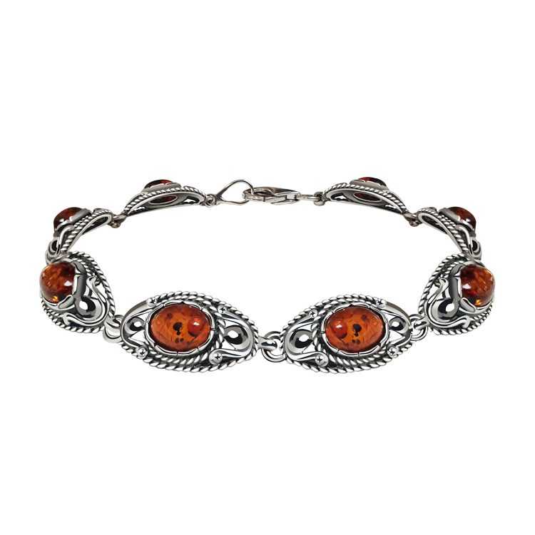 Silver bracelet with amber L 3002 amber