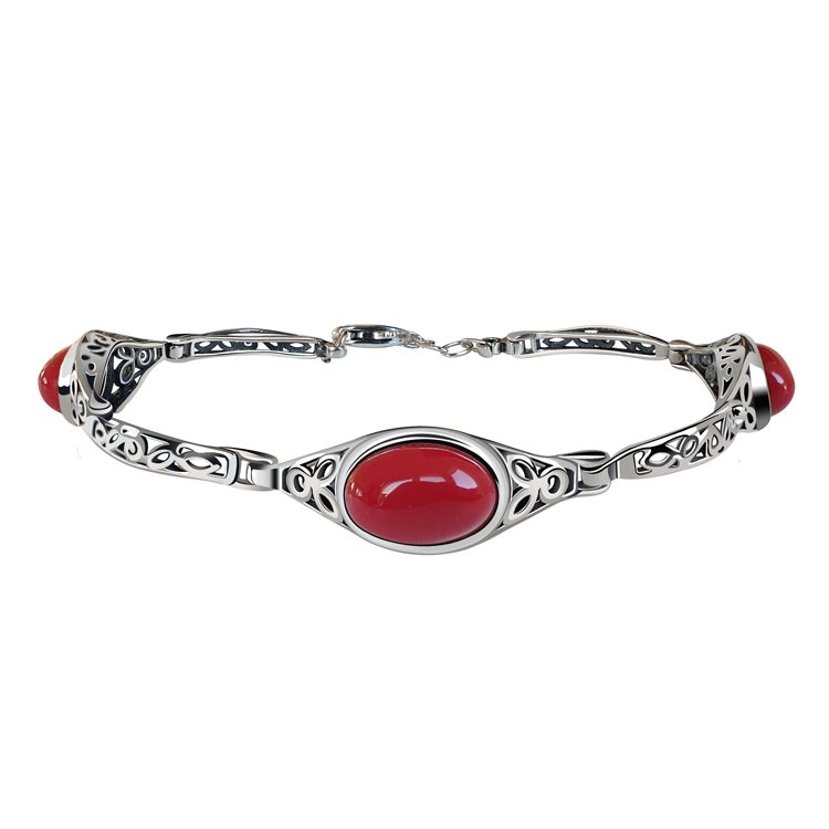 Silver bracelet with coral L 2099