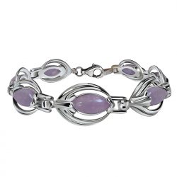 Silver bracelet with natural amethysts L 599