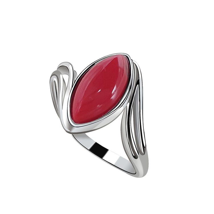 Silver ring decorated with coral PK 1546 Koral