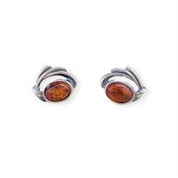 Silver earrings with amber KA 039