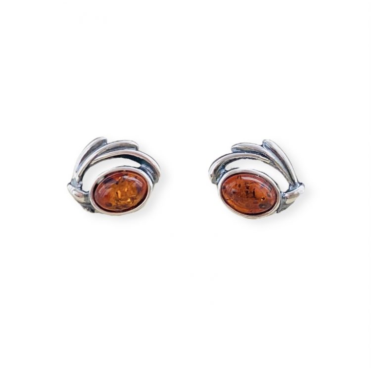 Silver earrings with amber KA 039
