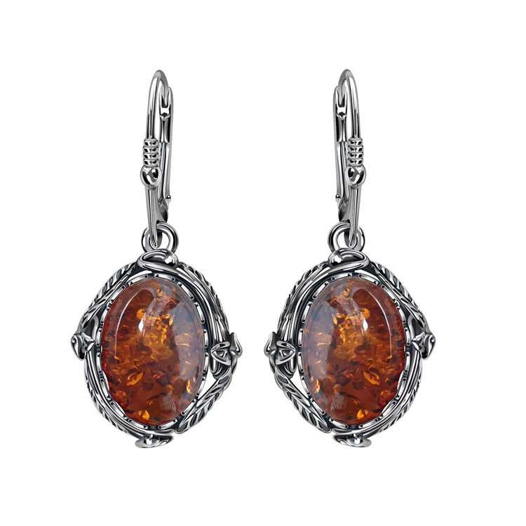 Silver earrings with amber K 2125