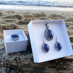 Silver earrings with stone Lapis Lazuli K 2125