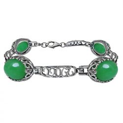 Silver bracelet with agate L 2127 green agate