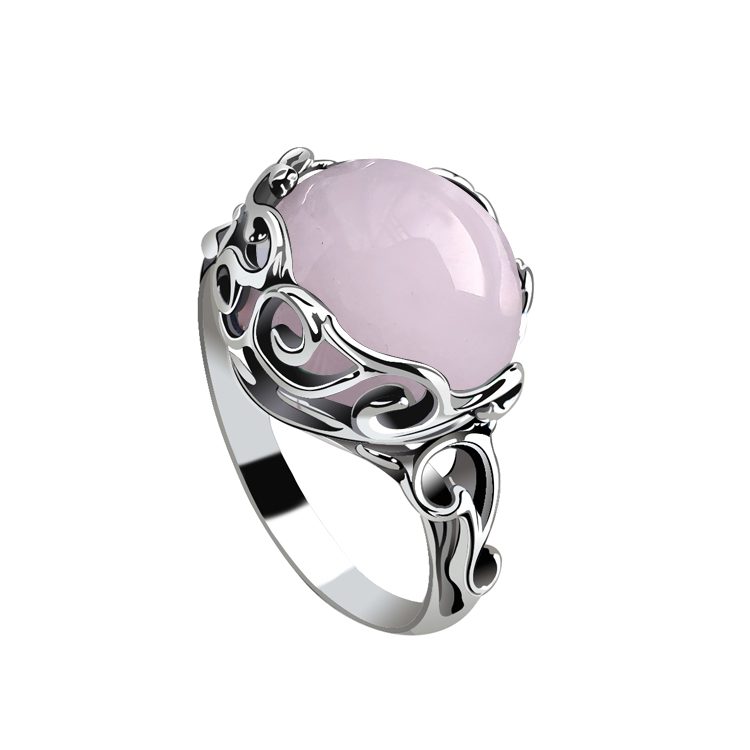Pierścionek srebrny z różowym kwarcem.