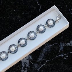 Bransoletka srebrna z perłami L 1724