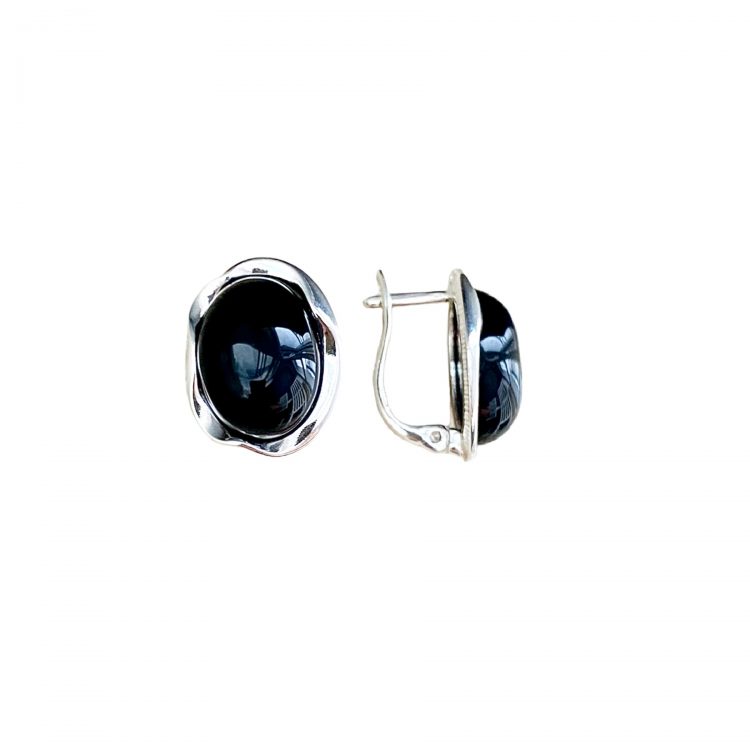 Silver earrings with black zircons K 1576