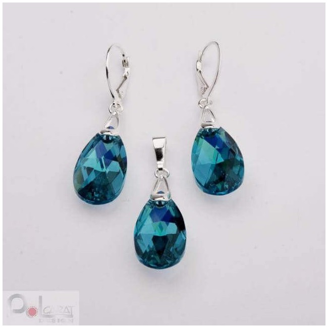 Komplet srebrny Swarovski KPL 1090 Emerald Komplet srebrny Swarovski KPL 1090 Emerald