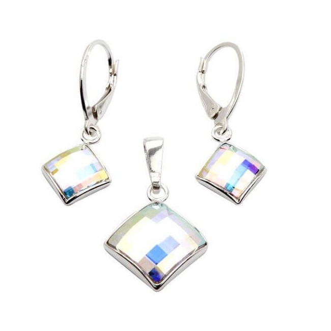Srebrny komplet z kryształami Swarovskiego KPL W 1583 Crystal AB Srebrny komplet z kryształami Swarovskiego KPL W 1583 Crystal AB