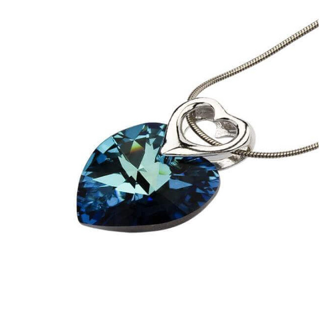 Wisiorek srebrny zdobiony sercem Swarovskiego W 943 Bermuda blue Wisiorek srebrny zdobiony sercem Swarovskiego W 943 Bermuda blue
