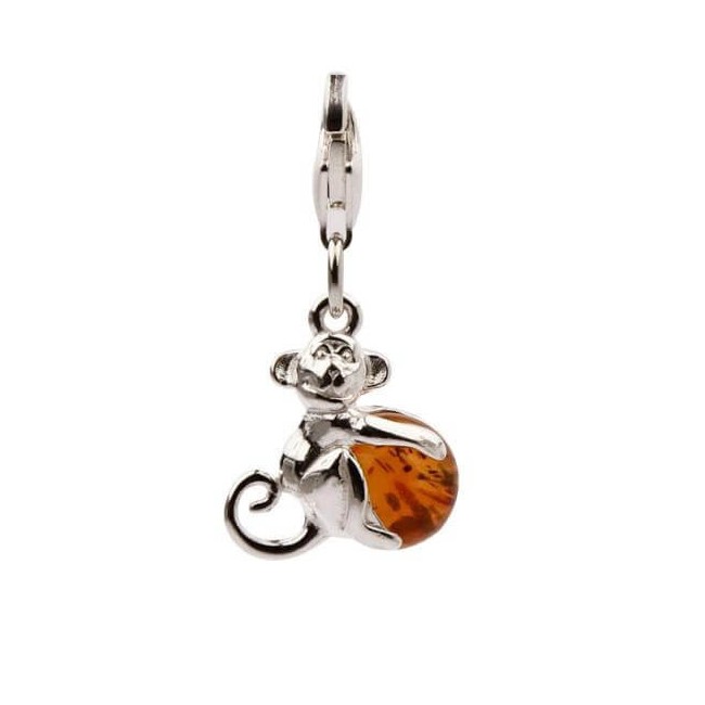 Srebrny Charms z bursztynem A 001 Małpa Srebrny Charms z bursztynem A 001 Małpa