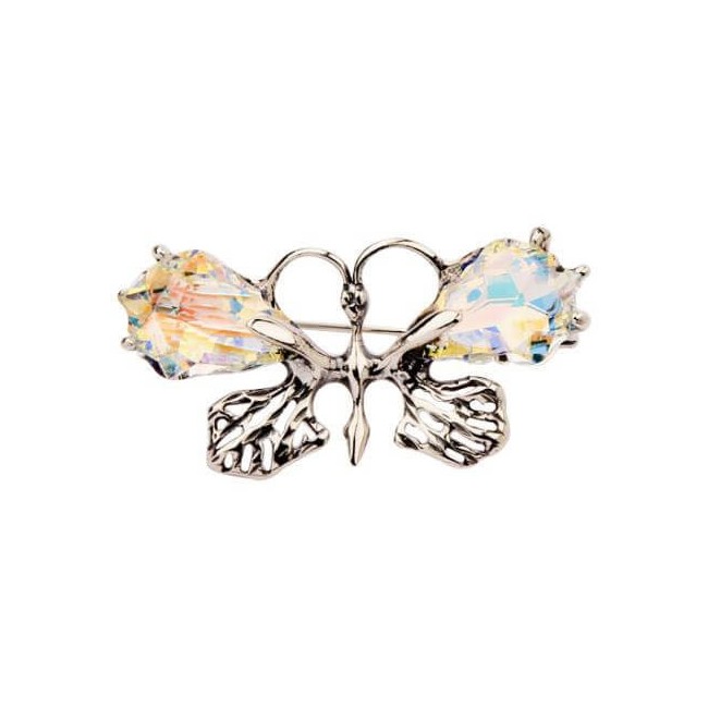 Broszka srebrna Motyl zdobiona kryształem Swarovskiego B 149 Crystal AB Broszka srebrna Motyl zdobiona kryształem Swarovskiego B 149 Crystal AB