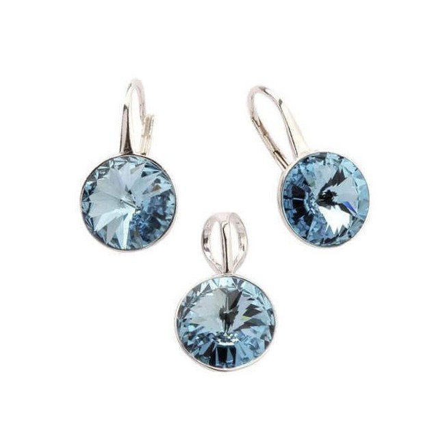 Srebrny komplet (kolczyki i wisiorek) z kryształami Swarovskiego KPL 1670 Aquamarine Srebrny komplet (kolczyki i wisiorek) z kryształami Swarovskiego KPL 1670 Aquamarine