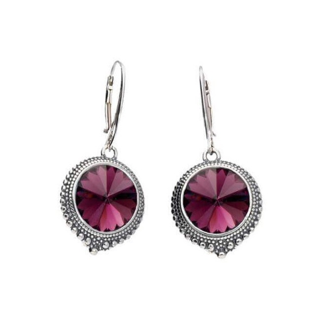 Kolczyki srebrne oksydowane Swarovski K 1682 Amethyst Kolczyki srebrne oksydowane Swarovski K 1682 Amethyst