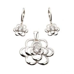 Silver Pendant Flower decorated with cubic zirconia W 1680