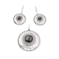 Silver earrings K 1782 Onyx