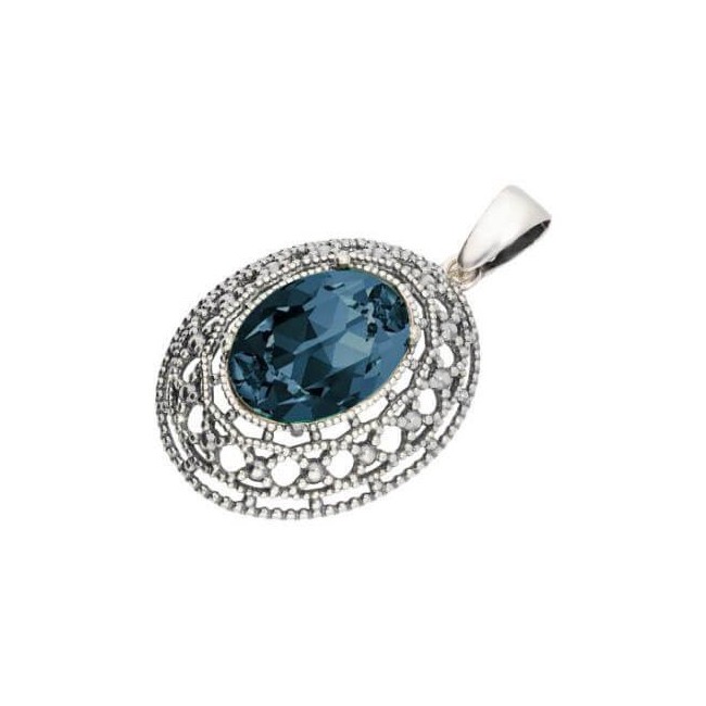 Srebrny oksydowany wisiorek Swarovski W 1777 Montana Srebrny oksydowany wisiorek Swarovski W 1777 Montana
