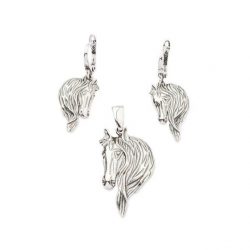 Silver earrings Horse oxidized K 1781