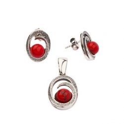 Silver coral earrings K2 1561