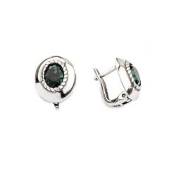 Kolczyki srebrne oksydowane Swarovski K3 1813 Emerald