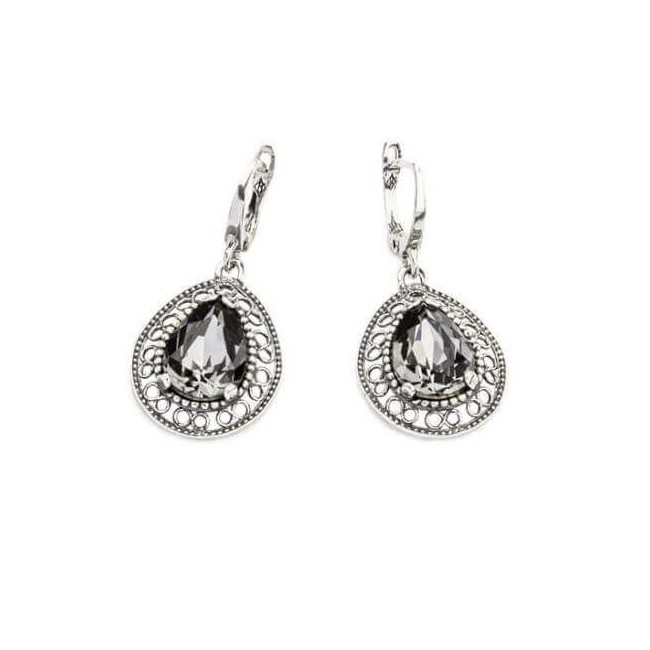 Kolczyki srebrne oksydowane Swarovski K 1725 Silver Night