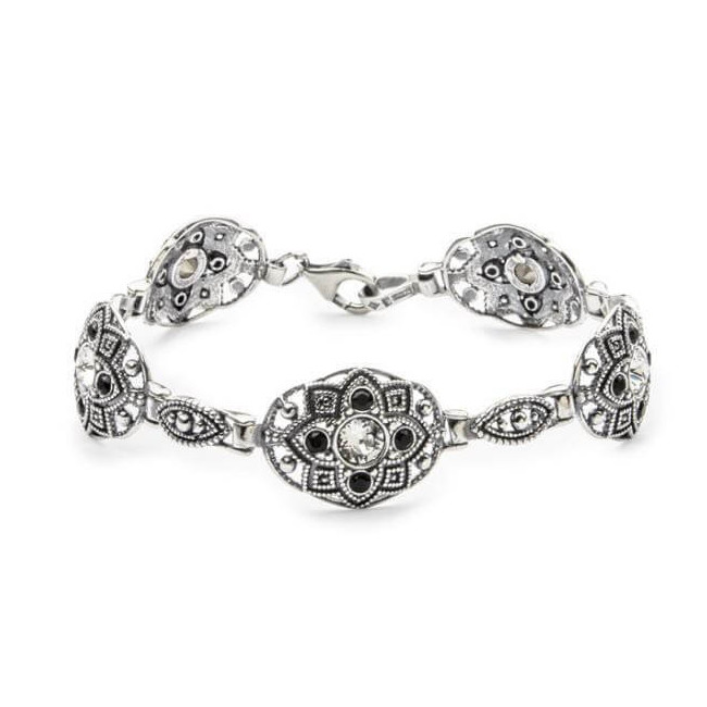 Bransoletka srebrna z kryształami Swarovskiego L 1809 Crystal Jet Bransoletka srebrna z kryształami Swarovskiego L 1809 Crystal Jet