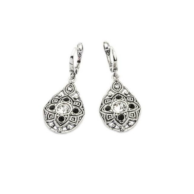 Kolczyki srebrne oksydowane Swarovski K 1809 Crystal Jet Kolczyki srebrne oksydowane Swarovski K 1809 Crystal Jet