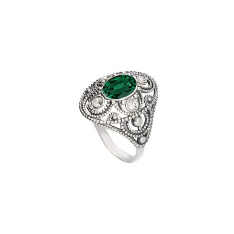 Srebrny pierścionek z kryształami Swarovskiego PK 1822 Emerald Crystal