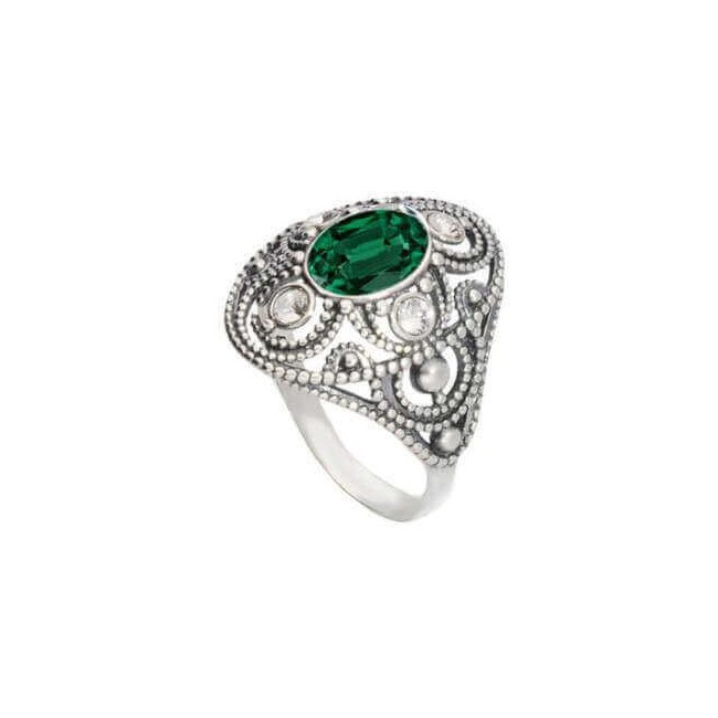 Srebrny pierścionek z kryształami Swarovskiego PK 1822 Emerald Crystal