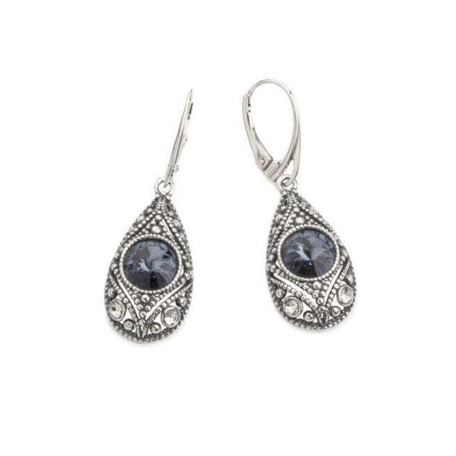 Kolczyki srebrne oksydowane Swarovski K 1828 Montana Crystal Kolczyki srebrne oksydowane Swarovski K 1828 Montana Crystal