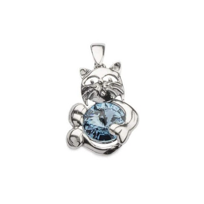 Srebrny wisiorek z kryształami Swarovskiego KOT W 1203 Aquamarine Srebrny wisiorek z kryształami Swarovskiego KOT W 1203 Aquamarine