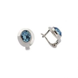 Kolczyki srebrne z kryształami Swarovskiego Crystal K3 1860 Aquamarine