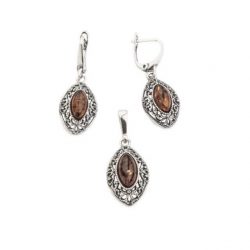 Silver earrings with amber K 1818