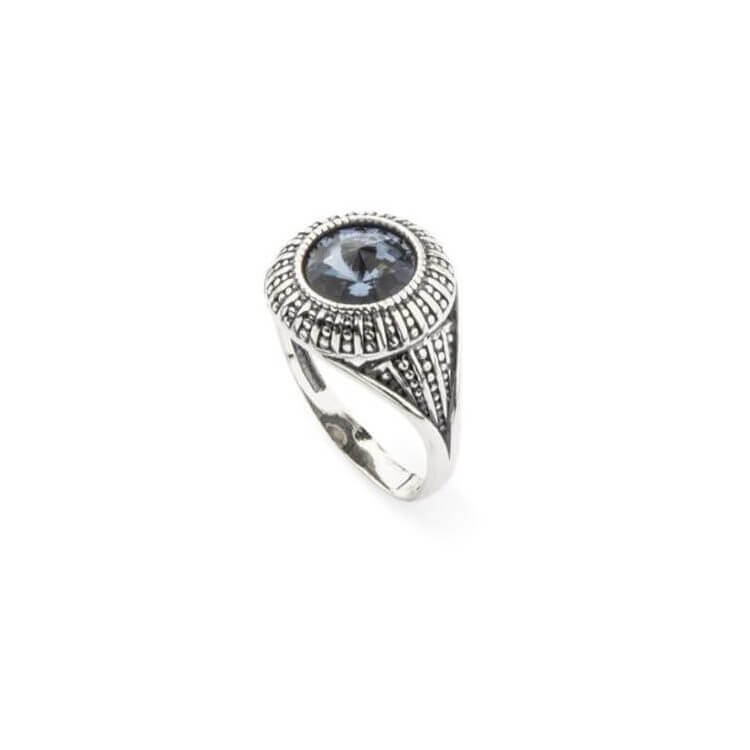Srebrny pierścionek z kryształem Swarovski Denim Blue Rivoli PK 1850