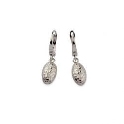 Silver rhodium-plated oval petal earrings (hanging) K 1853