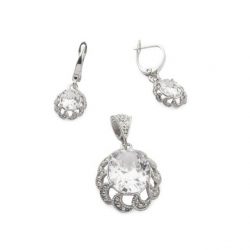 Silver rhodium plated earrings with cubic zirconias K3 1885
