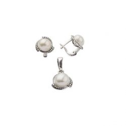 Silver earrings with pearls K3 1883