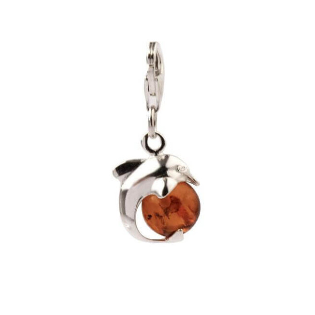Srebrny Charms Delfin z bursztynem 1151 Bursztyn Srebrny Charms Delfin z bursztynem 1151 Bursztyn