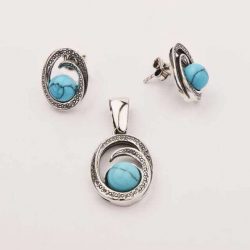 Silver pendant with turquoise W 1561