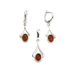 Silver earrings with cognac amber K 559 amber