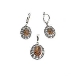 Silver earrings with amber K 1760 amber